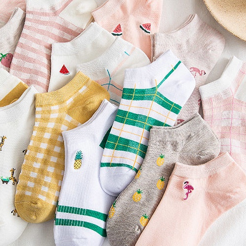 Vớ Cotton Mỏng Cổ Thấp Thời Trang Hàn Quốc Dễ Thương Cho Nữ