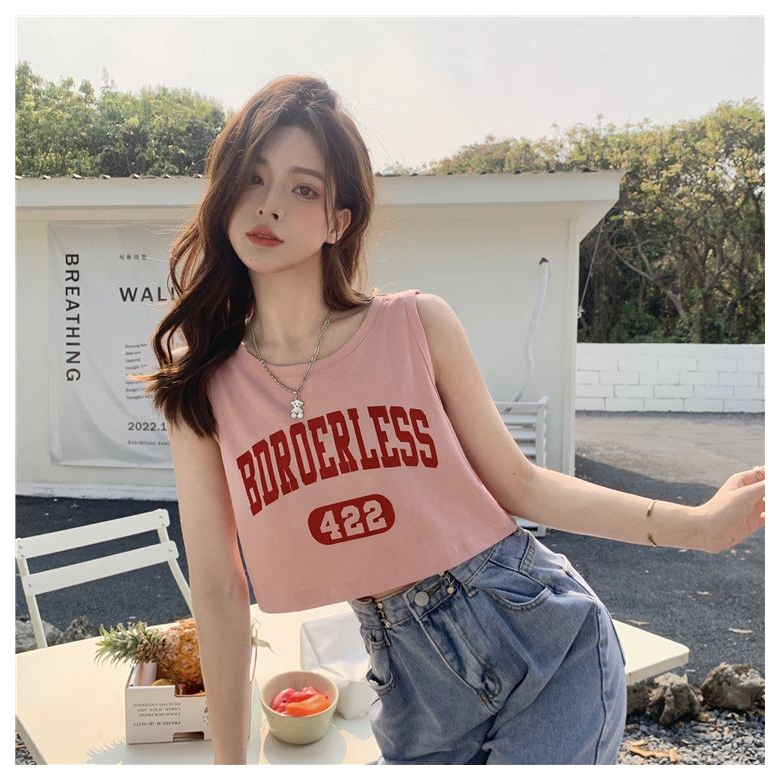 Áo Hai Dây Thể Thao Mùa Hè Dáng Suông In Họa Tiết Chữ Phong Cách Mới 2023 Cho Nữ