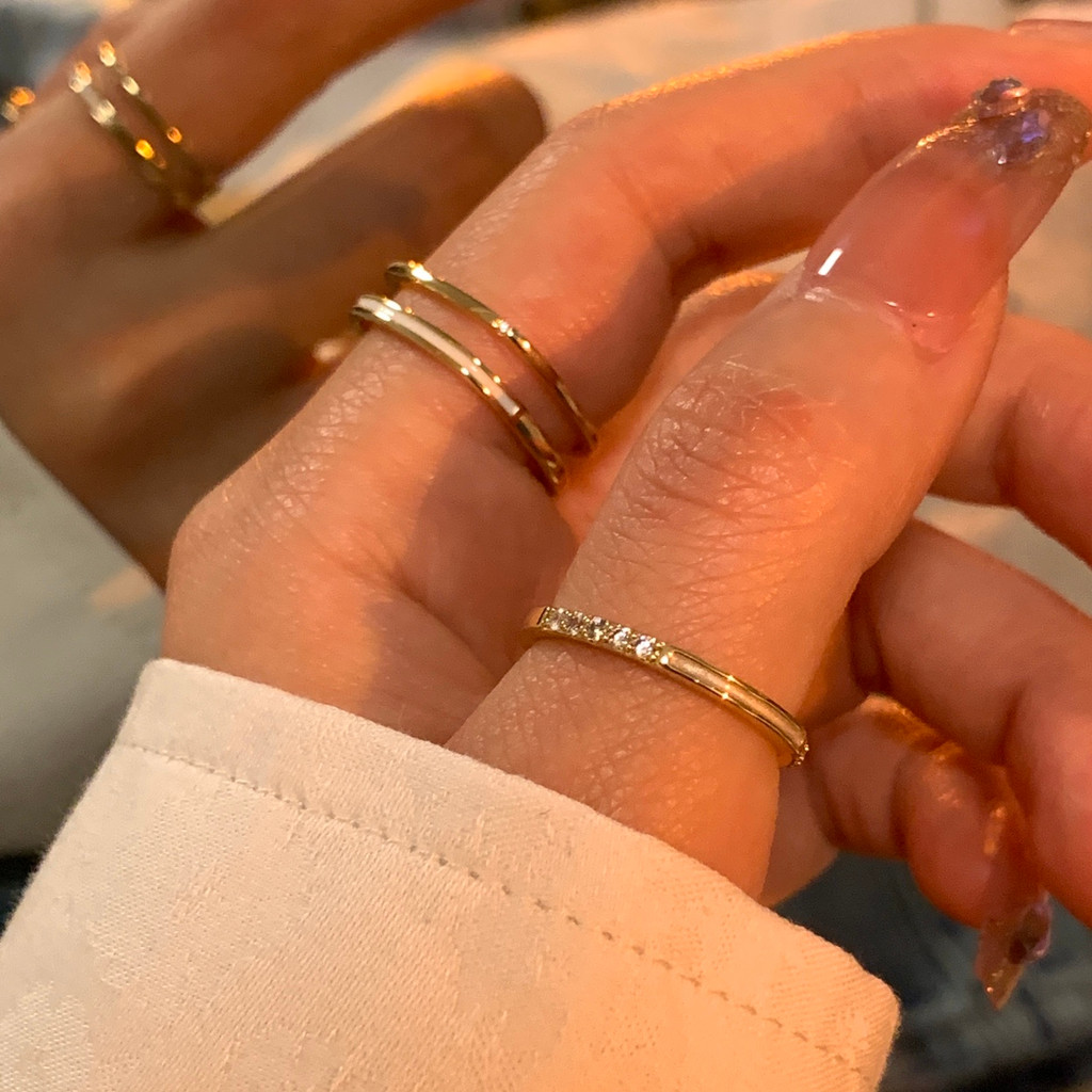 Bàn Tay Tốt!Nhẫn Hai Lớp Đính Đá Zircon Hình Vuông Sang Trọng Có Thể Điều Chỉnh Cho Nữ