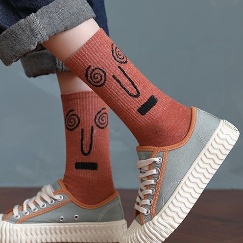 Vớ Cotton Cổ Trung Màu Sắc Tương Phản Phong Cách Đường Phố Thời Trang Cho Nữ