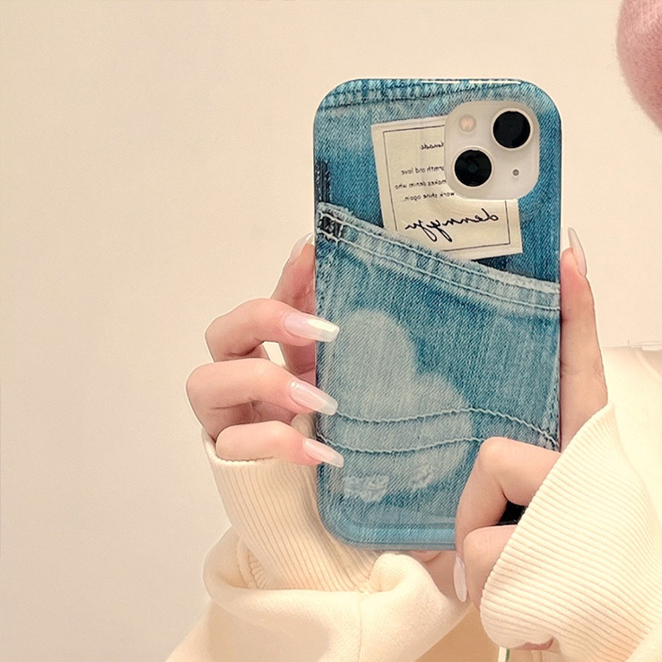 Ốp Điện Thoại tpu Mềm Viền denim Đính Đá Giả Hình Gấu Kiểu Hàn Quốc Cho iPhone 11 iPhone 11 pro max iPhone 12 iPhone 12 pro max iPhone 13 iPhone 13 pro max iPhone 14 iPhone 14 pro