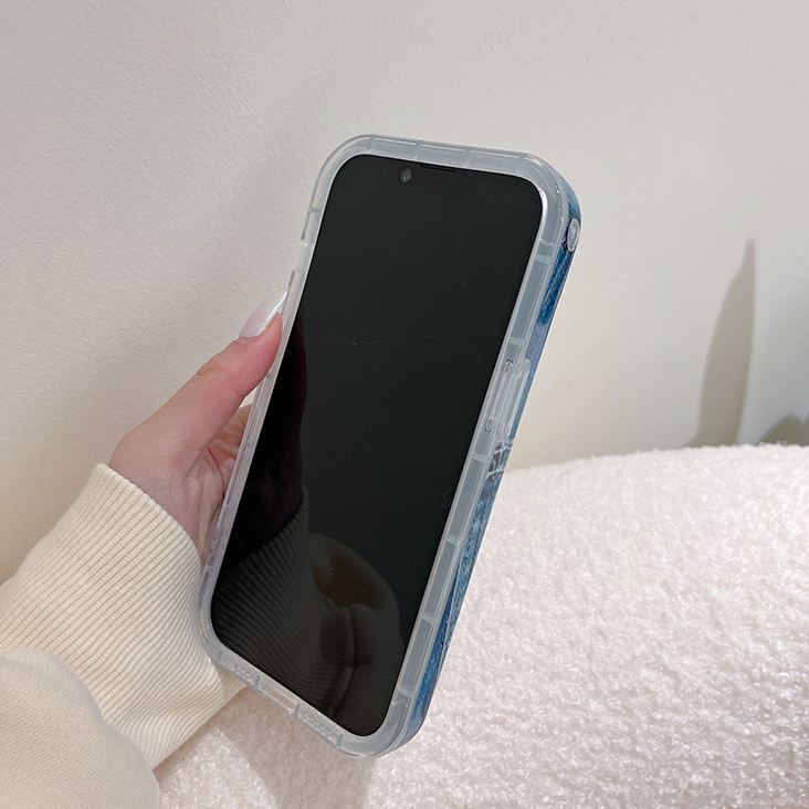 Ốp Điện Thoại tpu Mềm Viền denim Đính Đá Giả Hình Gấu Kiểu Hàn Quốc Cho iPhone 11 iPhone 11 pro max iPhone 12 iPhone 12 pro max iPhone 13 iPhone 13 pro max iPhone 14 iPhone 14 pro