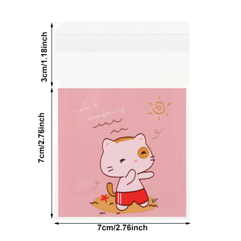 Set 100 Túi Nhựa Tự Dính In Họa Tiết Hoạt Hình Đựng Kẹo / Bánh Quy Kích Thước 7x7cm Trang Trí Tiệc Cướ