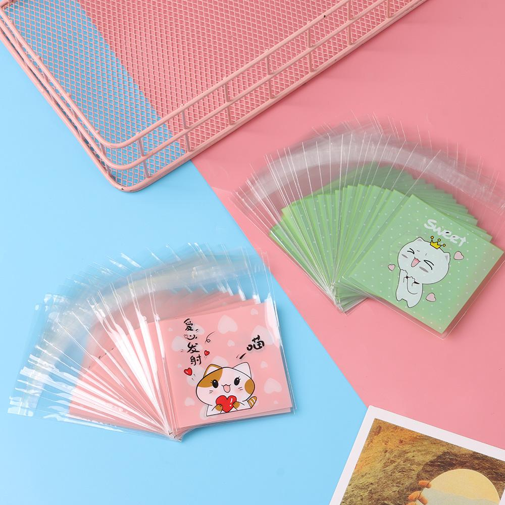 Set 100 Túi Nhựa Tự Dính In Họa Tiết Hoạt Hình Đựng Kẹo / Bánh Quy Kích Thước 7x7cm Trang Trí Tiệc Cướ