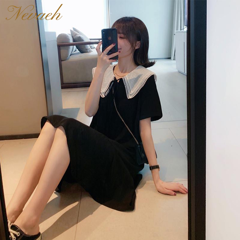 Đầm Lửng Dáng Rộng Phối Bèo Lá Sen Thời Trang Mùa Hè Cho Nữ