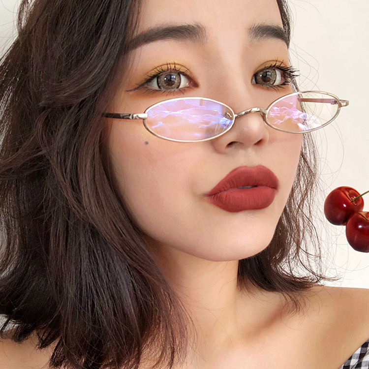 Mắt Kính Gọng Oval Kim Loại Phong Cách Retro Thời Trang Cho Nữ