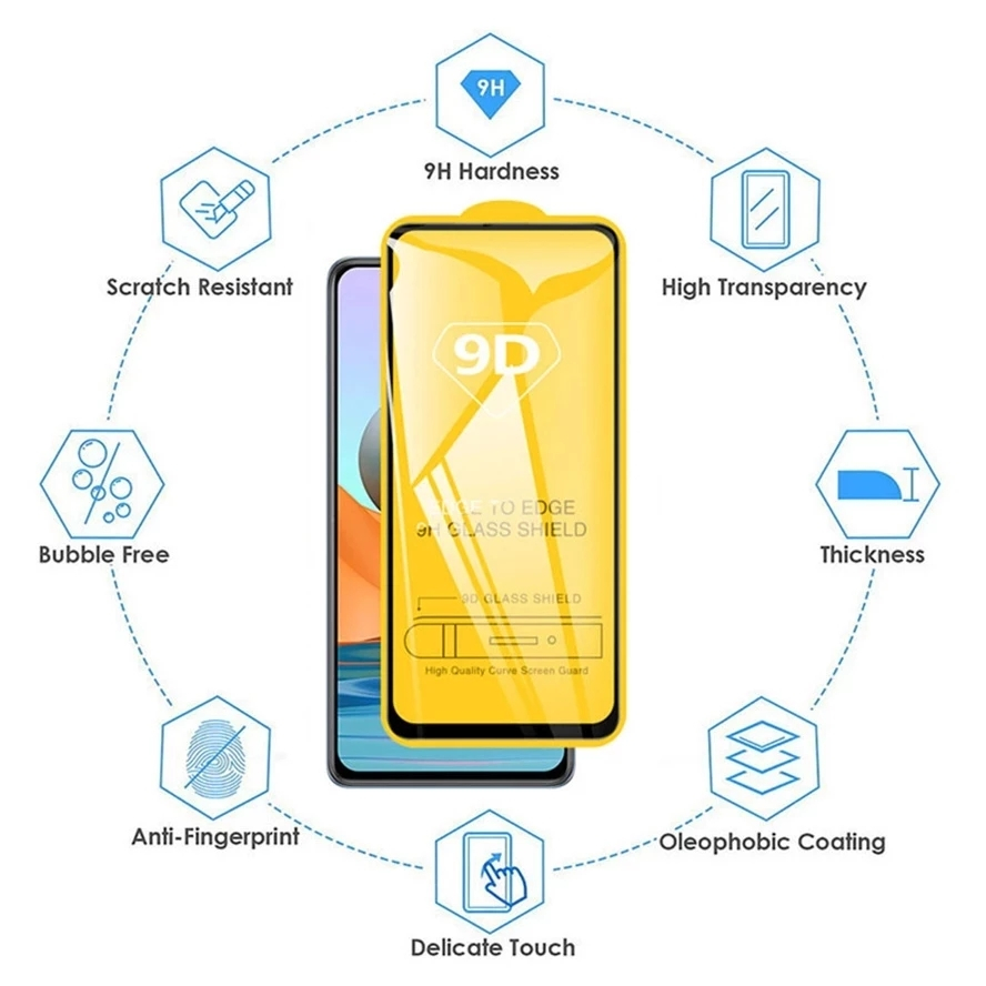 Kính Cường Lực 9D Bảo Vệ Màn Hình Tecno Spark 10 Pro 10C 9 8 8C 7 7P 6 Go Air 2022 2023 2020