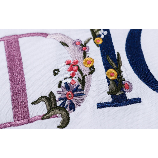 Áo Thun cotton Tay Ngắn Thêu Họa Tiết Dior Thời Trang Mùa Hè Cho Nam Và Nữ