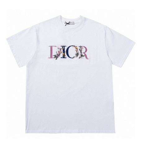 Áo Thun cotton Tay Ngắn Thêu Họa Tiết Dior Thời Trang Mùa Hè Cho Nam Và Nữ