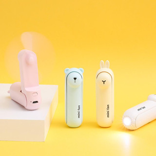 Quạt Gập Cầm Tay Mini In Họa Tiết Hoạt Hình Có Đèn Dung Tích Lớn Cho Văn Phòng