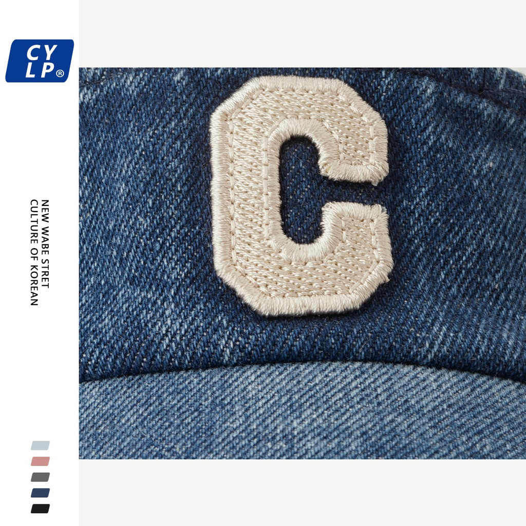 Mũ Lưỡi Trai Denim Chống Nắng Thêu Chữ C Phong Cách Thể Thao Đường Phố Hàn Quốc Cho Nữ
