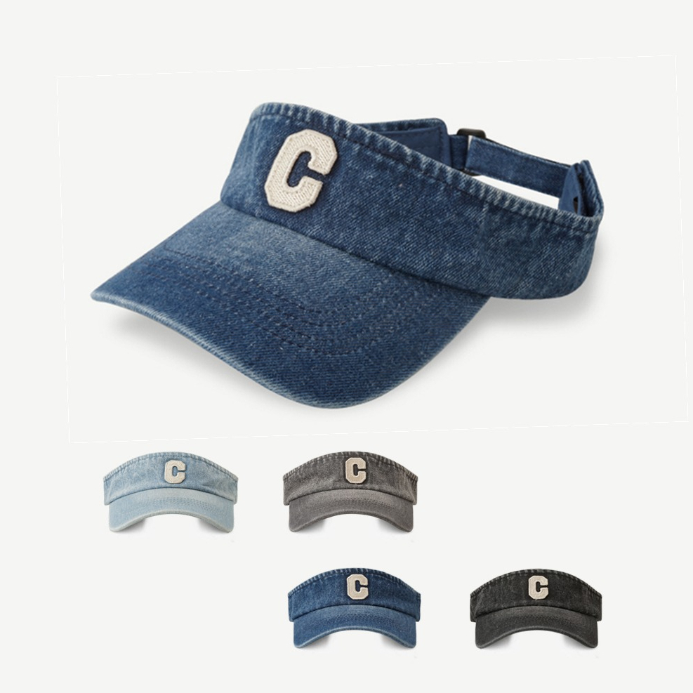 Mũ Lưỡi Trai Denim Chống Nắng Thêu Chữ C Phong Cách Thể Thao Đường Phố Hàn Quốc Cho Nữ