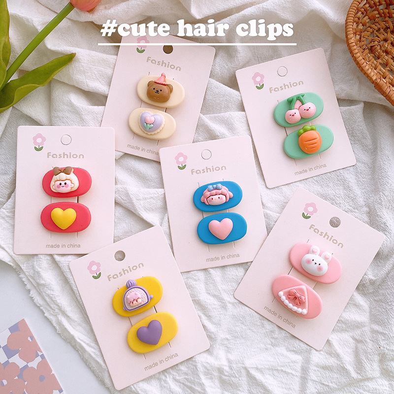 Set 2 Kẹp Tóc Hình Động Vật Dễ Thương Cho Nữ