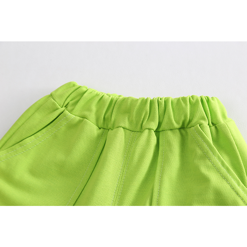 Set Áo Thun polo Tay Ngắn & Quần Short Cotton Màu Trơn Hình Mặt Cười Cỡ 80-120cm Thời Trang Mùa Hè Cho Bé