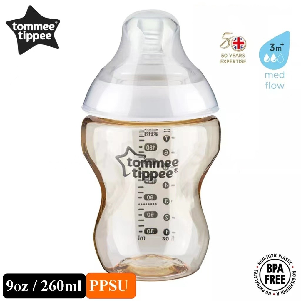 TOMMEE TIPPEE Tommee Bình Sữa Đôi Bằng Nhựa PPSU Tự Nhiên Chống Tràn Cho Bé Bình sữa PPSU ty siêu mềm tự nhiên Tommee Tippee Closer to Nature 260m