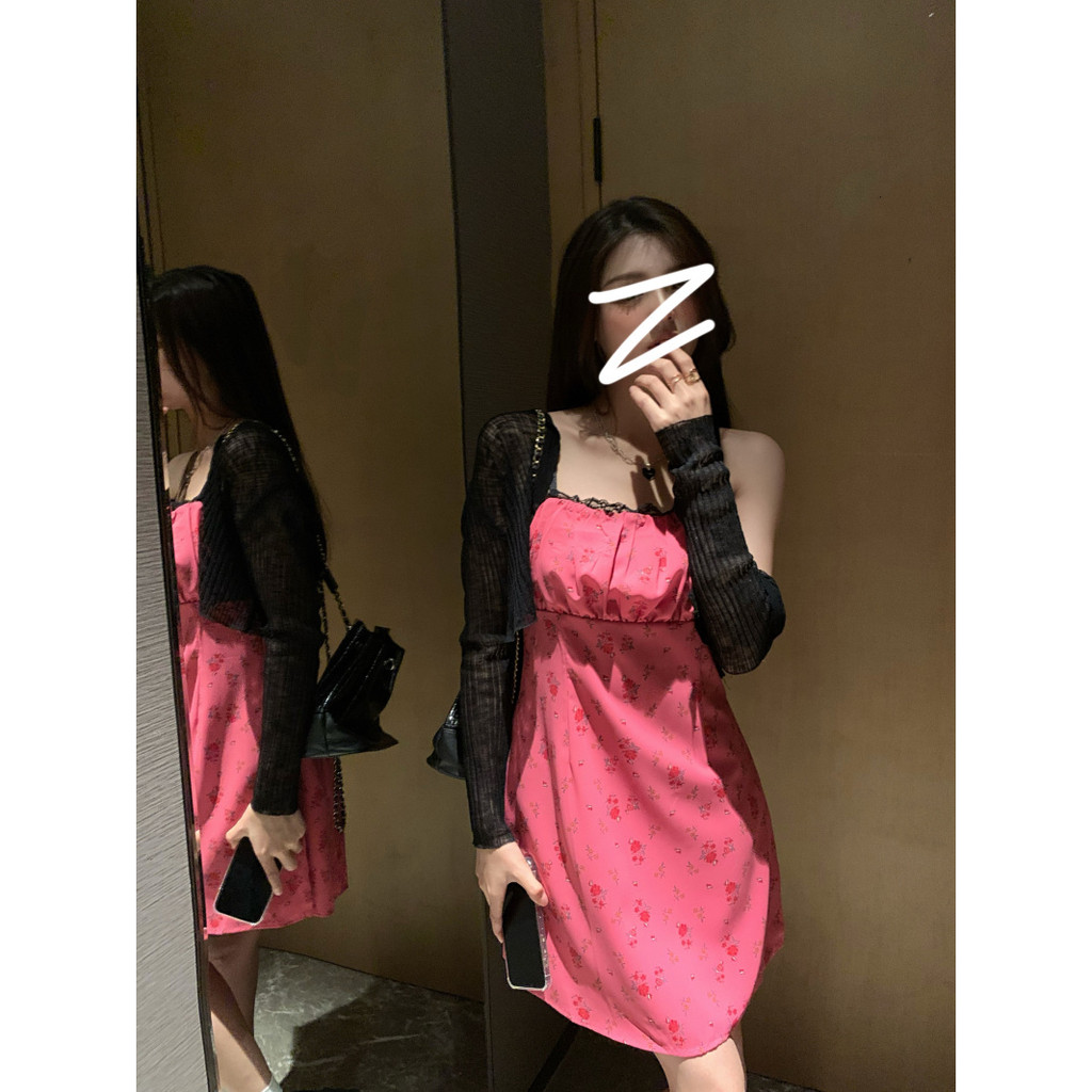 SUXI Đầm Midi Hai Dây Dáng Ôm Trễ Vai In Họa Tiết Hoa Kiểu Vintage Thời Trang Mùa Hè Cho Bạn Gái