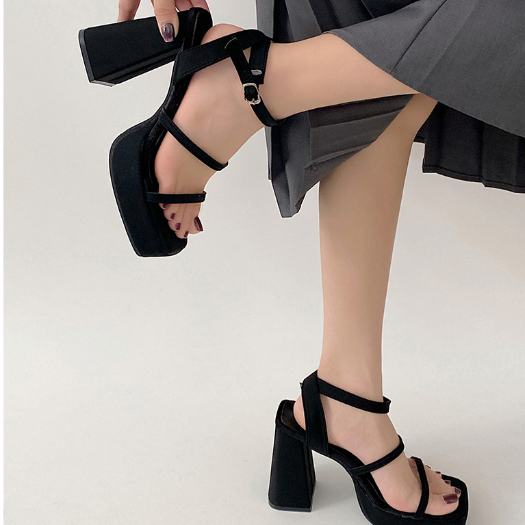 Xăng đan Cao Gót Hở Ngón Đế Dày Mùa Hè Phong Cách Âu Mỹ Hợp Thời Trang Cho Nữ