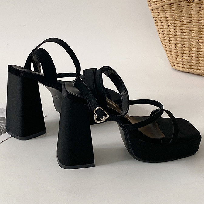 Xăng đan Cao Gót Hở Ngón Đế Dày Mùa Hè Phong Cách Âu Mỹ Hợp Thời Trang Cho Nữ