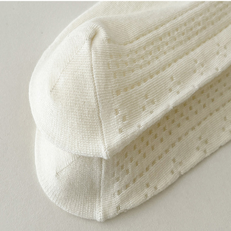 FHYL Vớ Cotton Cổ Cao Màu Trắng Trơn Phối Lưới Dễ Thương Phong Cách Hàn Quốc Thời Trang Mùa Hè Cho Nữ