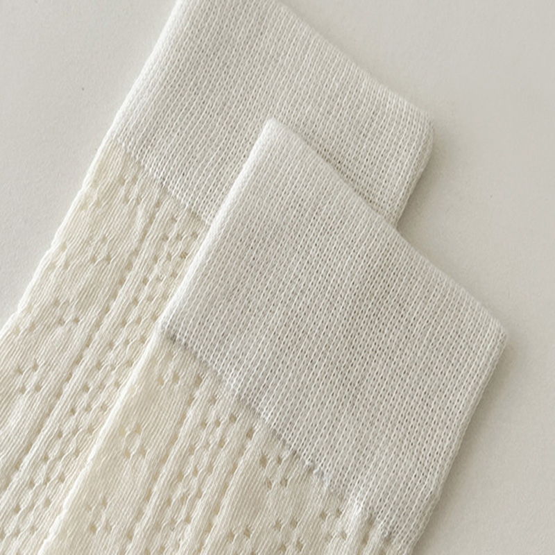 FHYL Vớ Cotton Cổ Cao Màu Trắng Trơn Phối Lưới Dễ Thương Phong Cách Hàn Quốc Thời Trang Mùa Hè Cho Nữ