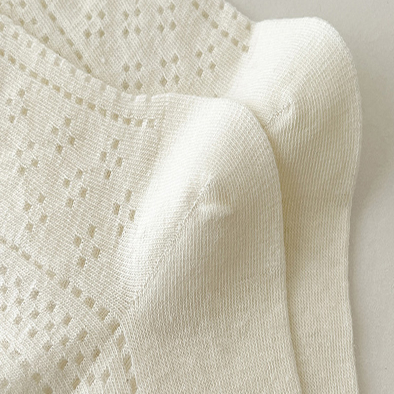 FHYL Vớ Cotton Cổ Cao Màu Trắng Trơn Phối Lưới Dễ Thương Phong Cách Hàn Quốc Thời Trang Mùa Hè Cho Nữ