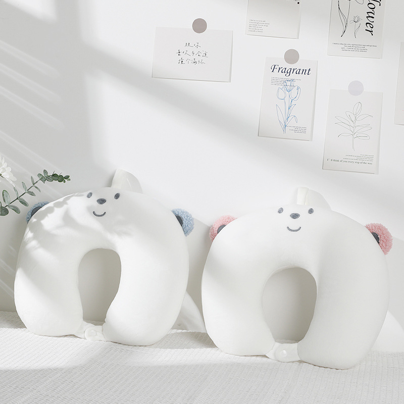 Gối Kê Cổ Hình Chữ U Họa Tiết Hoạt Hình Dễ Thương Cho Bé