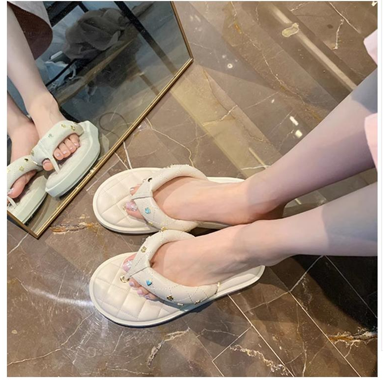 Sandal Xỏ Ngón Đế Dày Đính Đá Phong Cách Thời Trang Mới 2023 Dành Cho Nữ