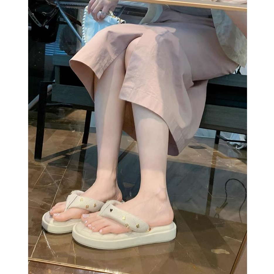 Sandal Xỏ Ngón Đế Dày Đính Đá Phong Cách Thời Trang Mới 2023 Dành Cho Nữ