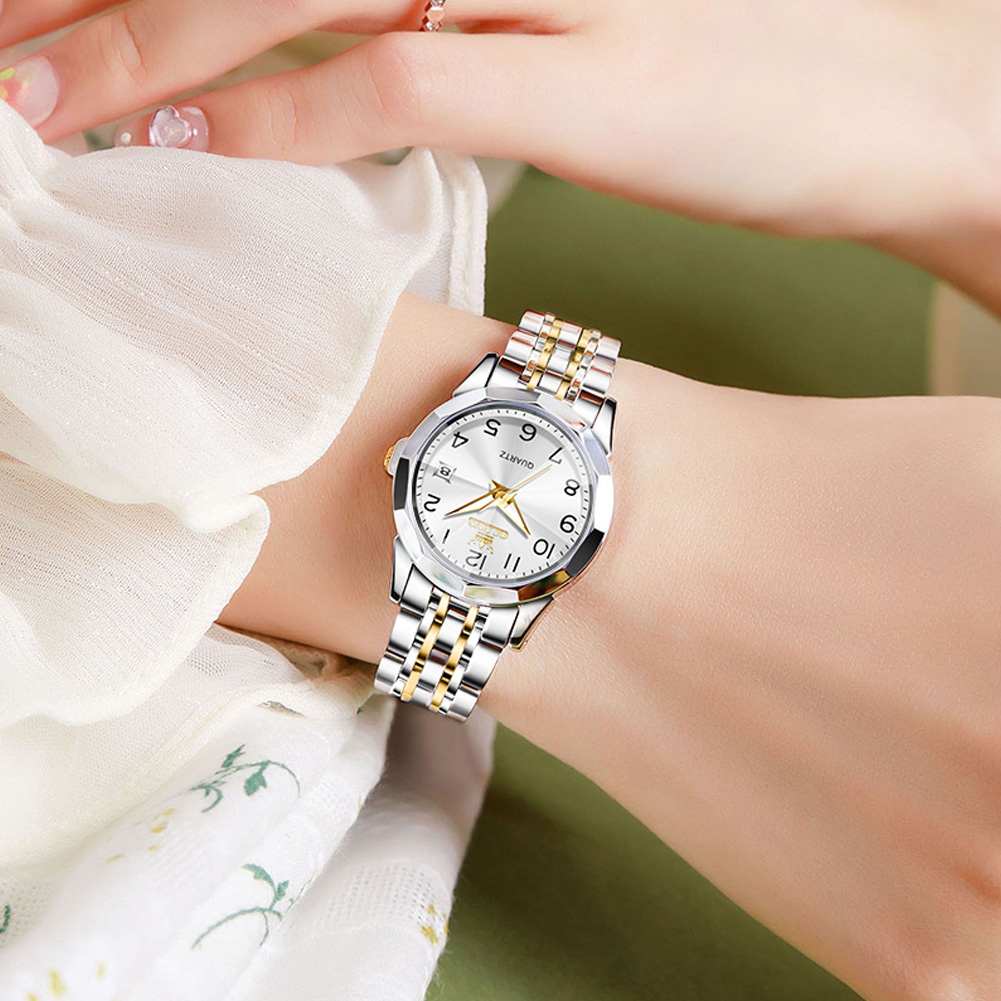 OLEVS đồng hồ nữ dây thép chính hãng chống nước dạ quang thời trang  lịch với hộp 9970