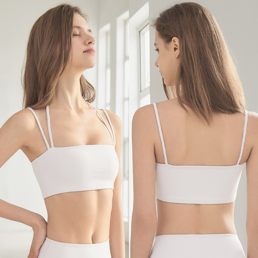 Hoppe fumeng Áo Ngực Thể Thao Dây Đôi Hở Vai Màu Xanh Lam / Cam / Xám Nhạt