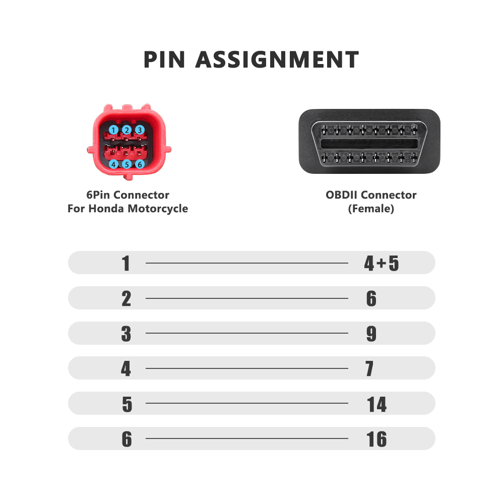 YAMAHA Dây Cáp Nối Dài 3PIN 4PIN OBD 2 OBD 2 Dành Cho Xe Mô Tô HONDA Moto 6PIN Sang 16PIN OBD2