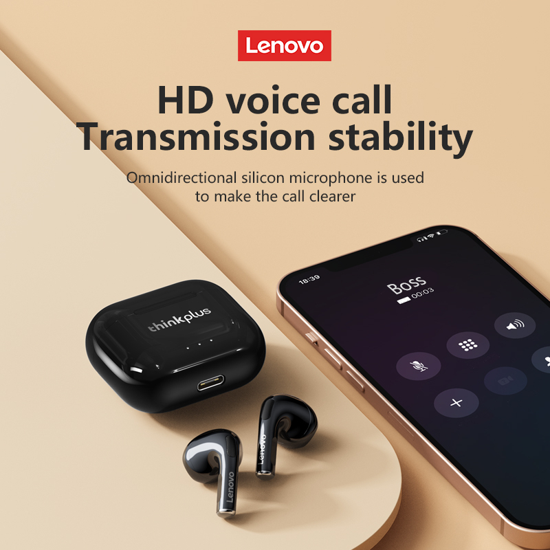 Tai nghe Bluetooth Lenovo LP40 Plus LP40 Ⅱ  không dây thực sự HD Stereo Độ trễ thấp Chơi game thể thao có Mic Bluetooth 5.3 Low Latency Earphone Earbuds