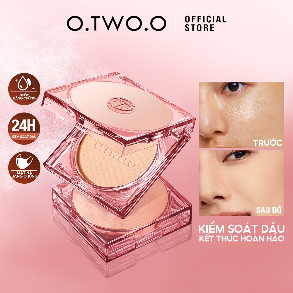 phấn nén phủ O.TWO.O Chống Nước Kiểm Soát Dầu Che Phủ Toàn Diện Kèm Gương Tiện Dụng 12g