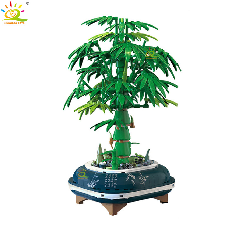 Đồ Chơi Lắp Ráp Mô Hình Chậu Cây Tre mini Sáng Tạo Trang Trí Bàn Làm Việc