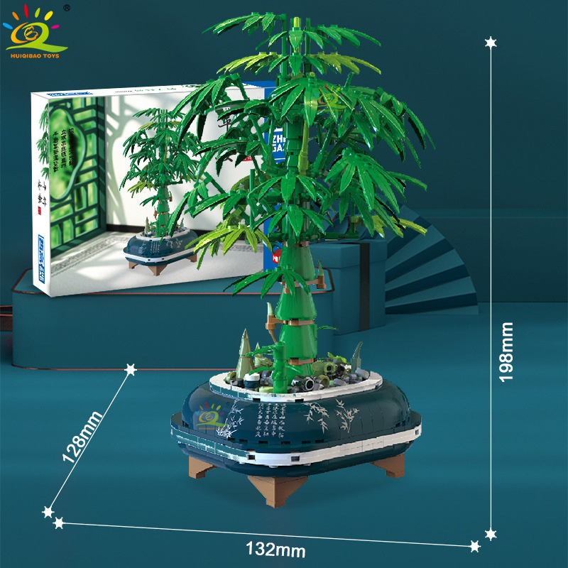 Đồ Chơi Lắp Ráp Mô Hình Chậu Cây Tre mini Sáng Tạo Trang Trí Bàn Làm Việc