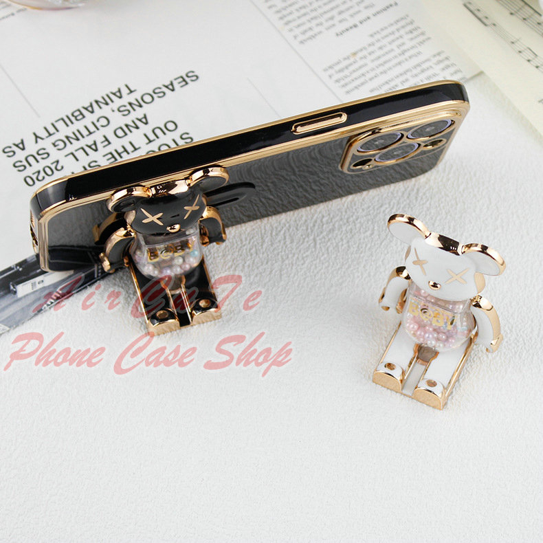 Ốp lưng Samsung A33 A32 A31 A30 A23 A22 A21S A20 A20S 4G 5G Plating Candy Bear Fold Holder Soft Case