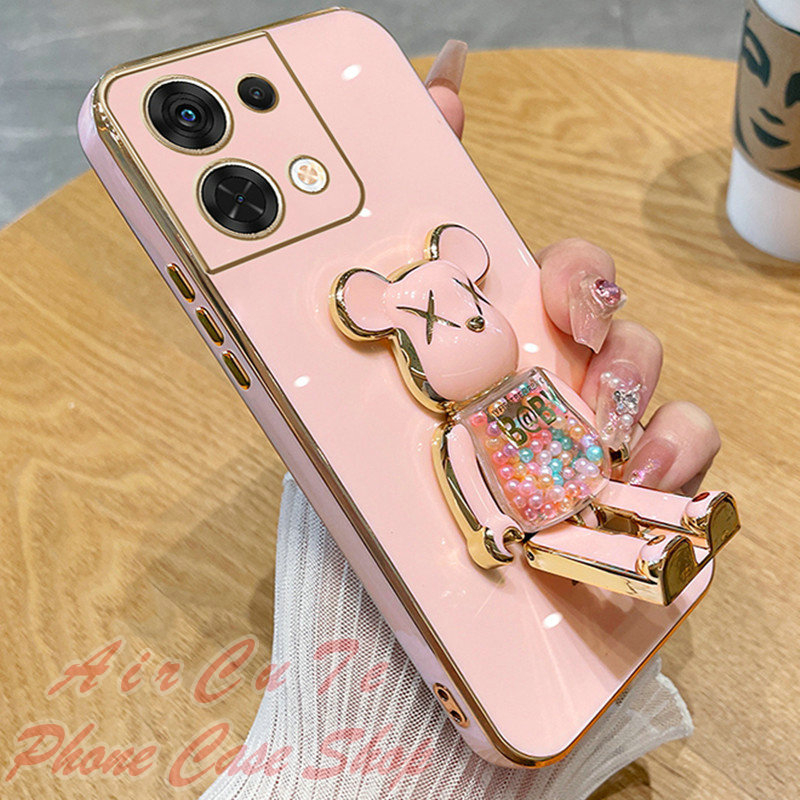 Ốp lưng Samsung A33 A32 A31 A30 A23 A22 A21S A20 A20S 4G 5G Plating Candy Bear Fold Holder Soft Case