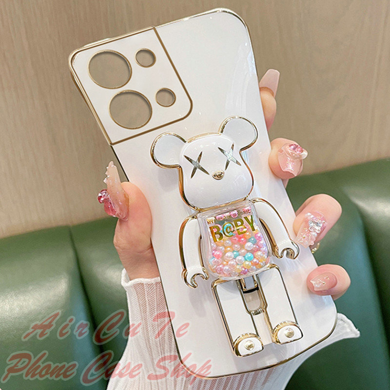 Ốp lưng Samsung A33 A32 A31 A30 A23 A22 A21S A20 A20S 4G 5G Plating Candy Bear Fold Holder Soft Case