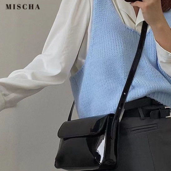 MISCHA Túi Đeo Chéo Vai Bằng Da Bóng Thời Trang Hong Kong Cổ Điển Dành Cho Nữ