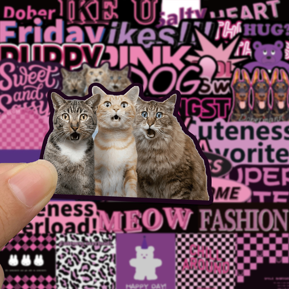 Bộ 55 Miếng Dán Trang Trí Vali Laptop / Điện Thoại / Sổ Tay Hình Gấu / Trái Tim / Chữ Tiếng Anh Màu Tí