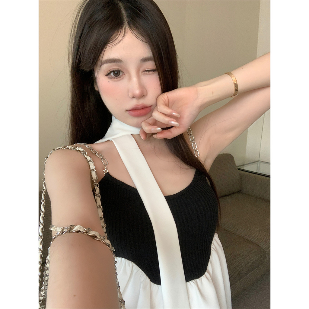 HUANG YOYO Áo croptop Áo Tank Top Hai Dây Dáng Ôm Màu Trắng Đen Thời Trang Mùa Hè Quyến Rũ Cho Bạn Gái