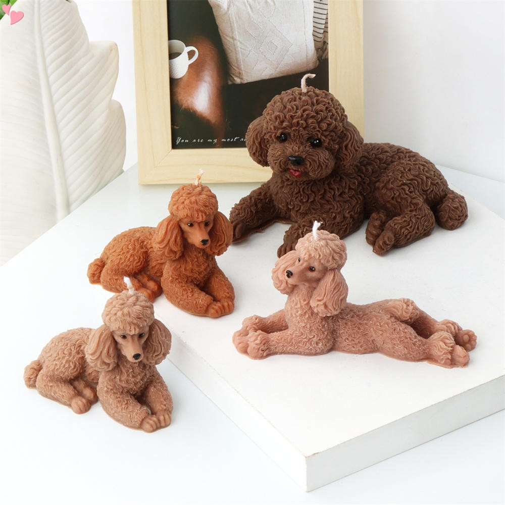 Khuôn Làm Nến / Xà Phòng Hình Chú Chó Poodle Bằng Silicone DIY