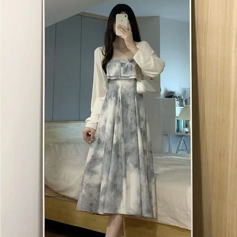 Đầm Hai Dây Họa Tiết Mực In Cao Cấp Thời Trang Mùa Hè Theo Phong Cách