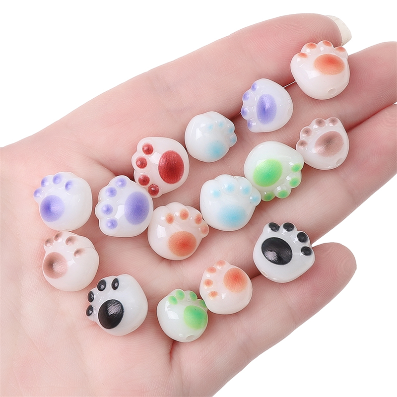 Dễ Thương Hạt Xỏ Vòng Tay Hình Chân Mèo Nhiều Màu Bằng acrylic Tinh Tế diy