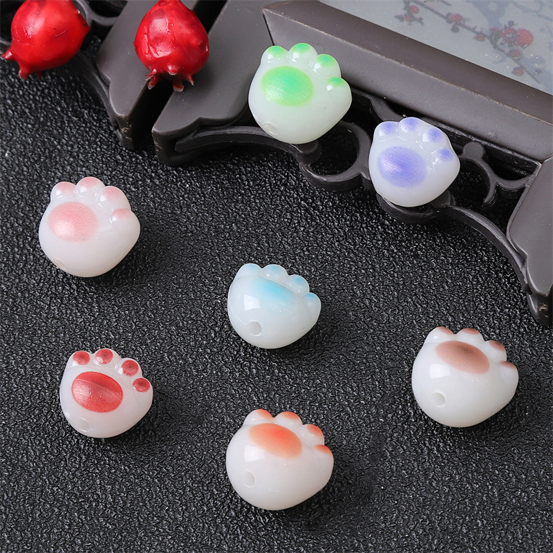 Dễ Thương Hạt Xỏ Vòng Tay Hình Chân Mèo Nhiều Màu Bằng acrylic Tinh Tế diy