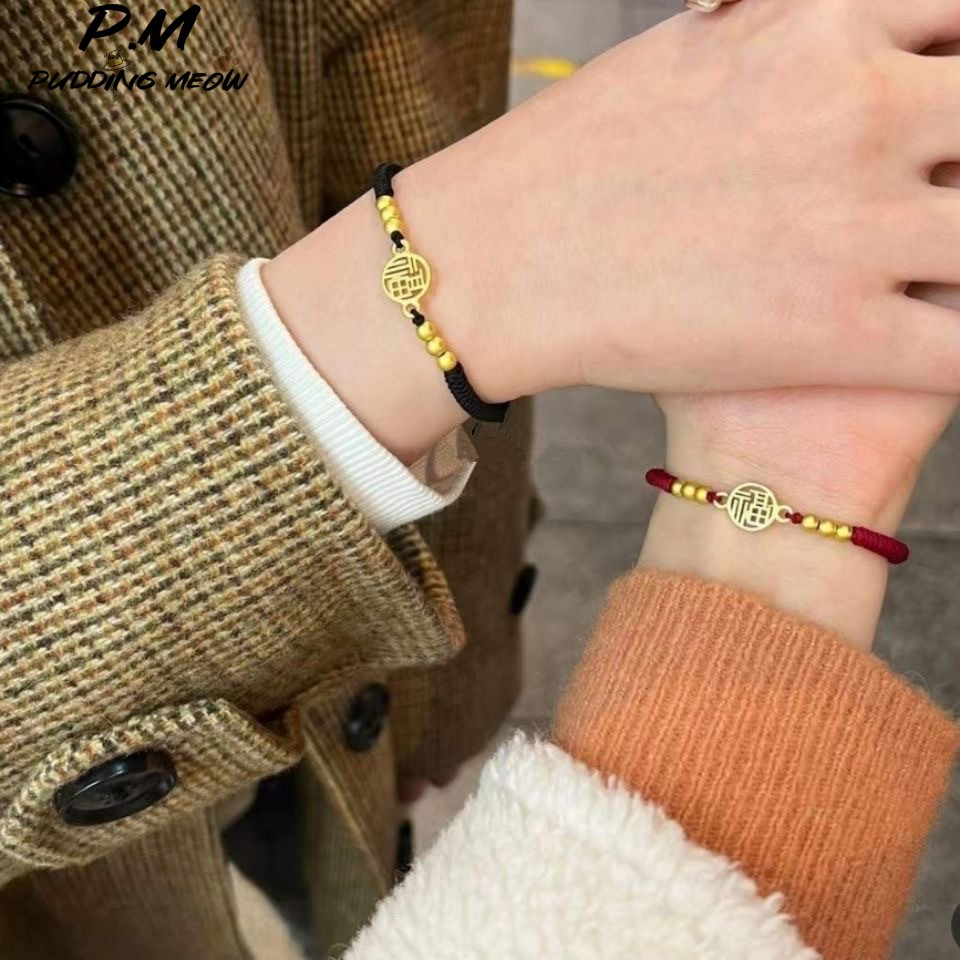 Vòng Tay May Mắn Màu Đen Bảo Vệ Đức Tin, Thịnh Hành / Dây Đỏ Điều Ước