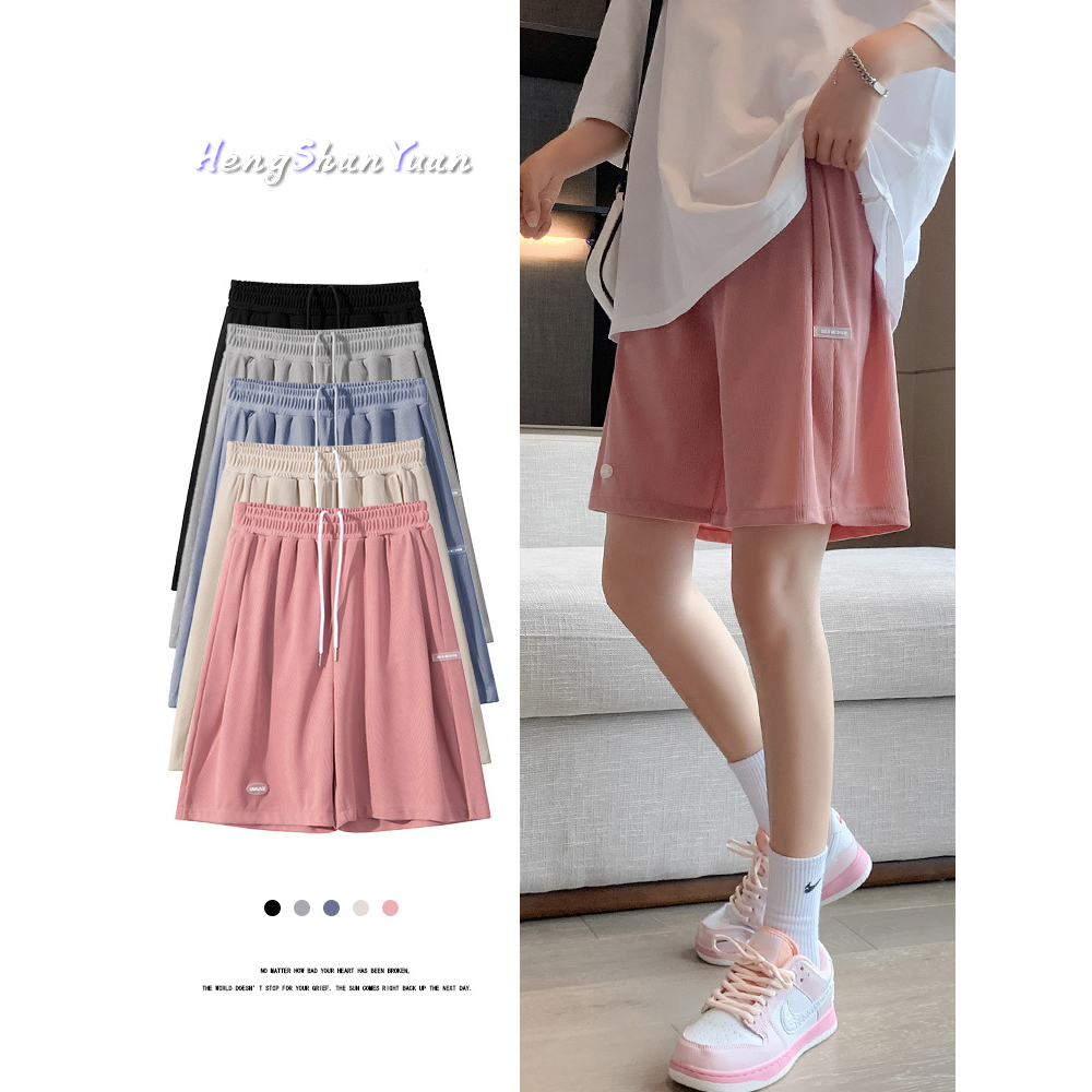 Quần Short Thể Thao Lưng Cao Ống Rộng Phong Cách Hàn Quốc Cho Nữ