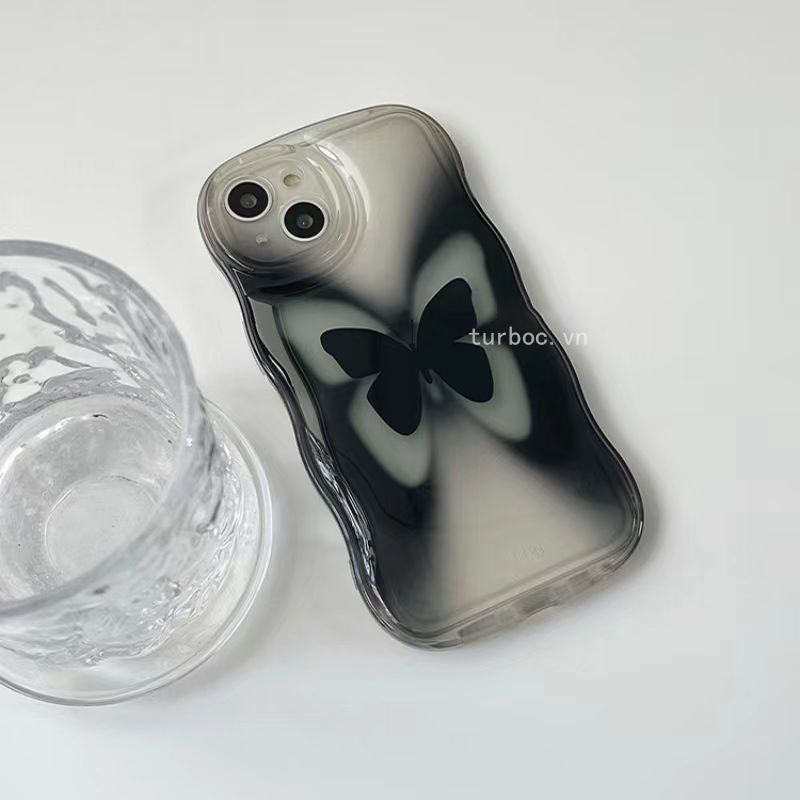 Ốp Điện Thoại Silicon Dẻo In Hình Bướm Đen iPhone 11 13pro 14 12Promax xr 7 / 8 6splus 6 7plus xs max 11Pro max 8plus