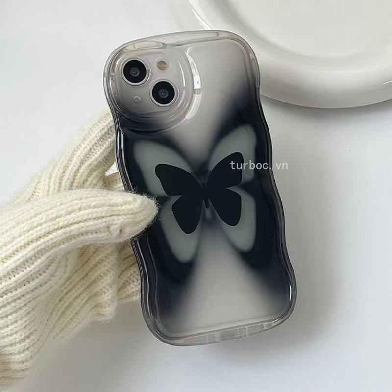 Ốp Điện Thoại Silicon Dẻo In Hình Bướm Đen iPhone 11 13pro 14 12Promax xr 7 / 8 6splus 6 7plus xs max 11Pro max 8plus