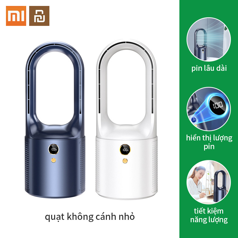 Xiaomi Youpin Quạt tích điện mini để bàn không cánh làm mát cực êm có đèn LED 6 cấp độ gió